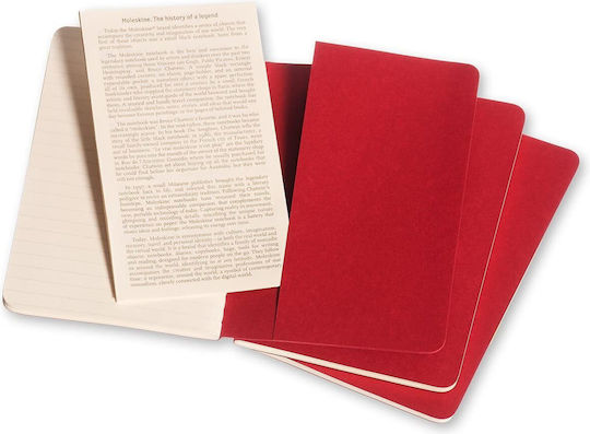 Moleskine Cahier Комплект 3 Бележника 60 Листа На Райета Червени