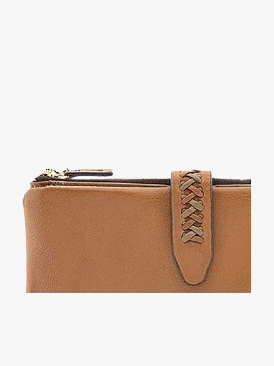 Large Leather Women's Wallet Classic Tabac Brown