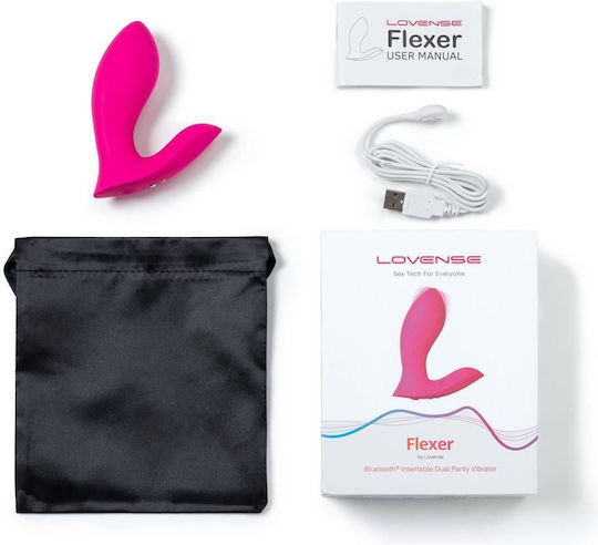 Lovense Flexer Clitoral Vibrator with Remote Control Insertable Dual Panty Vibrator Pink