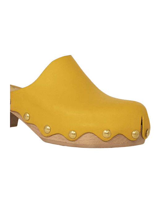 CLOGS D1025 YELLOW LEATHER - YELLOW