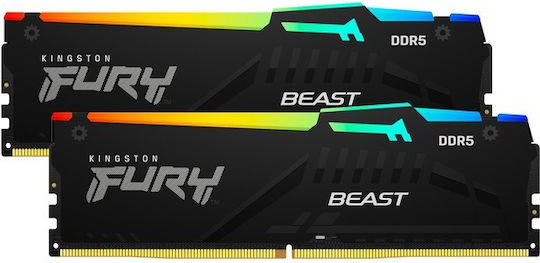 Kingston Fury Beast RGB DDR5 16GB RAM with 2x8GB Modules and Speed 5600 for Desktop