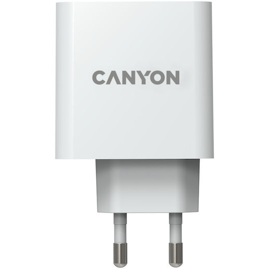 Canyon Φορτιστής Χωρίς Καλώδιο GaN με Θύρα USB-C 65W Λευκός (CND-CHA65W01)