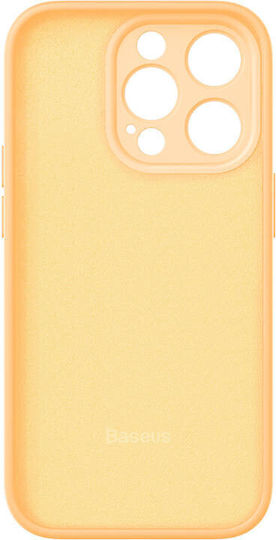 Baseus Liquid Silica Umschlag Rückseite Silikon Set mit Glas Sunglow (iPhone 14 Pro Max)