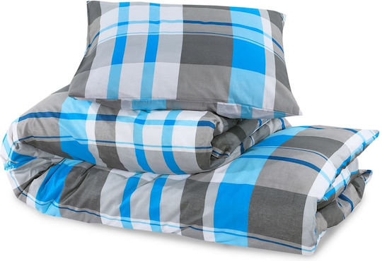 vidaXL Bettbezug-Set Baumwolle Doppelbett mit 2 Kissenbezügen 200x200 Blue / Grey