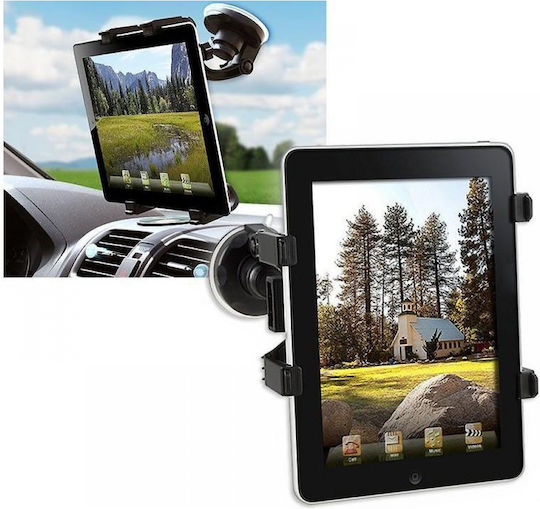 Techly Windscreen Mount Holder for Tablet Car Mobile & Tablet Mounts 7" - 10.1" with Adjustable Hooks Black