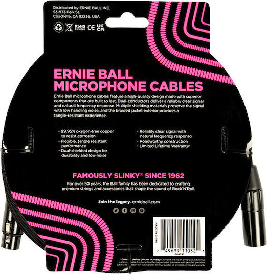 Ernie Ball XLR male to XLR female 4.57m Cable (6391)