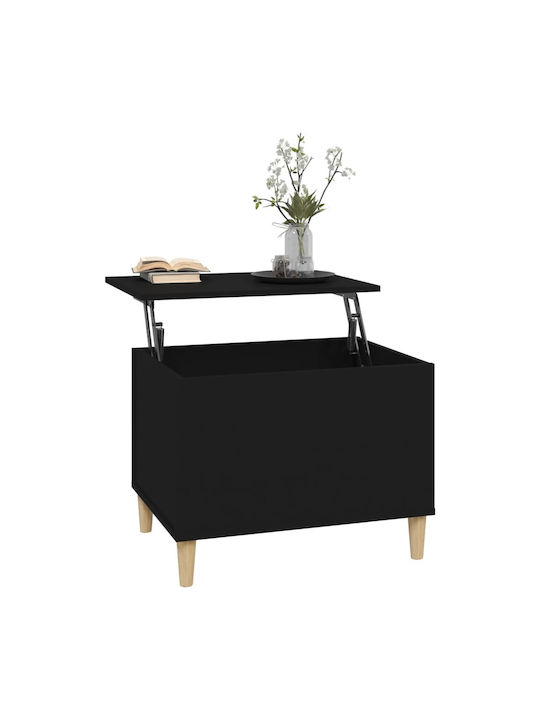 Rectangular Central Wooden Coffee Table with Lifting Mechanism Black 60x44.5x45 cm