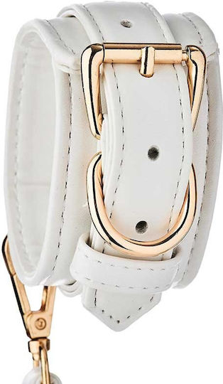 Dream Toys Blaze Elite Leather Handcuffs Cătușe White