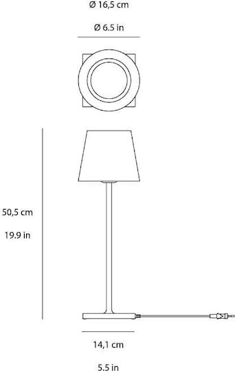 Zafferano Poldina Metal Table Lamp for Socket E27 with White Shade and Base