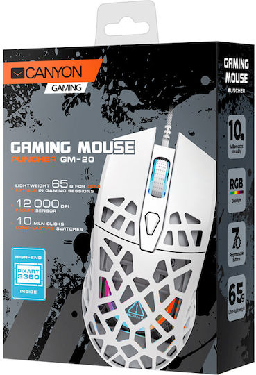 Canyon Puncher GM-20 Gaming Ποντίκι 12000 DPI Λευκό