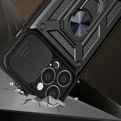 Hurtel Hybrid Armored Camshield Back Cover Σιλικόνης Ανθεκτική Μαύρο (Realme 10 5G)