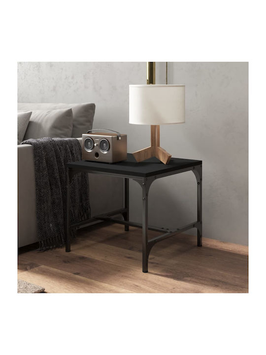 Square Wooden Side Table Black L40xW40xH35cm