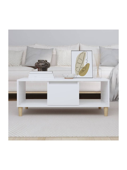 Rectangular Wooden Coffee Table White L90xW50xH36.5cm