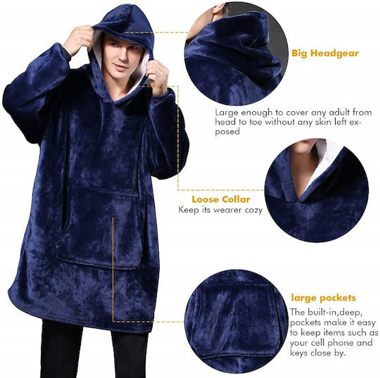Huggle Plush Κουβέρτα Βελουτέ με Μανίκια 70x90εκ. Black
