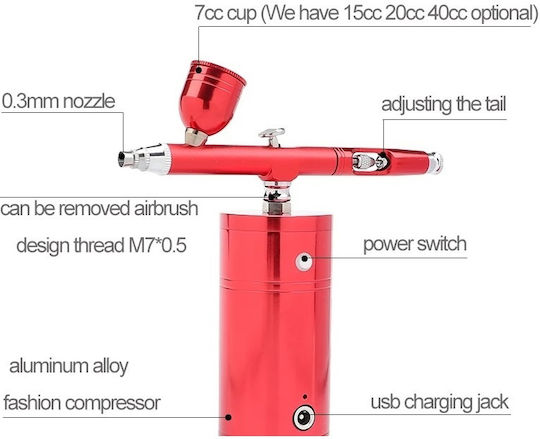 Airbrush 7ml 1.20bar with Injector 0.3mm