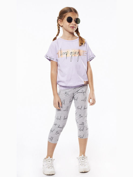 Εβίτα Kids Set with Leggings Summer 2pcs Lilac