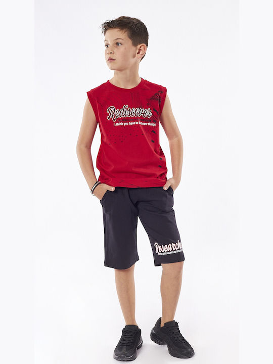 Hashtag Kids Set with Shorts Summer 2pcs Red -1