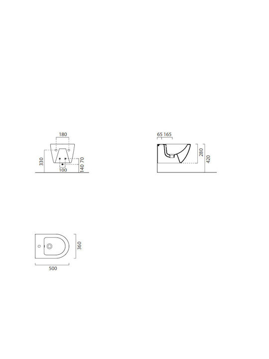 GSI Wall-Hanging Bidet Pura Cenere 36x50x42cm