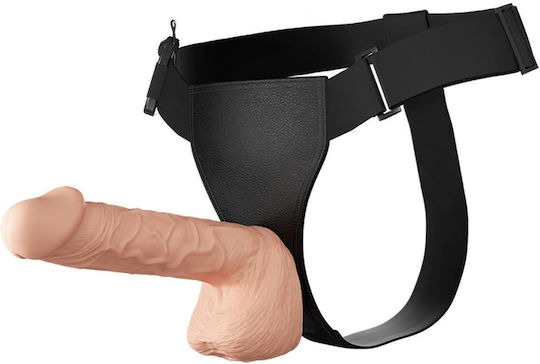 Baile Harness με Dildo 26cm και Δόνηση στο χρώμα του δέρματος