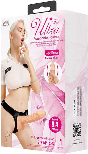 Baile Harness with Dildo 24cm and Vibration in skin color