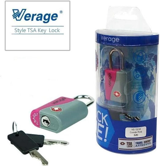 Verage Padlock Brass with Key with TSA Certification Gray 1pcs