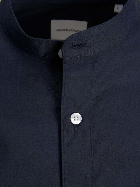 Long-sleeved Cotton Shirt Navy Blue