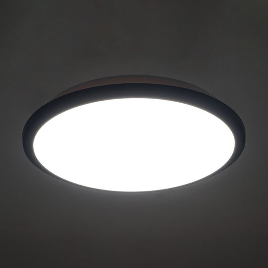 GloboStar Tuffin Ceiling Mount Light Bathroom 30cm Black with Integrated LED