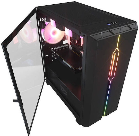 Darkflash DLM23 Gaming Middle Tower Carcasă PC cu Deschidere Laterală și Sistem Iluminare RGB Negru