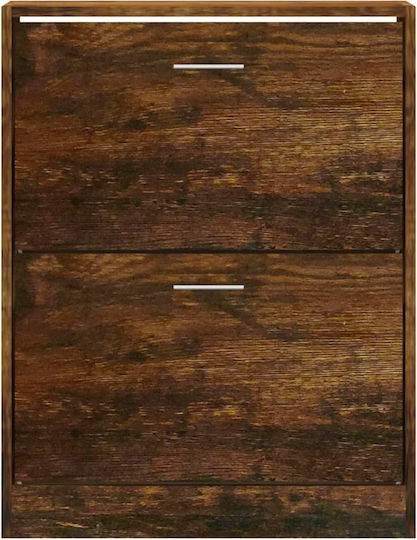 Wooden Shoe Organizer with 2 Shelves Oak 63x24x81cm