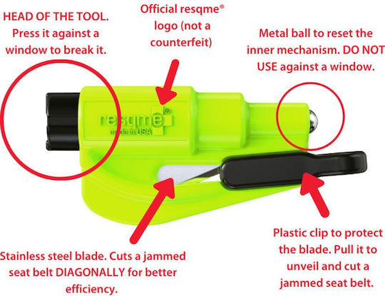 Resqme Car Emergency Hammer Automatic with Seatbelt Cutter Red