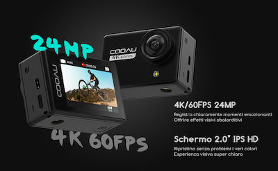 COOAU SPC05S Action Camera 4K Ultra HD Υποβρύχια με WiFi Μαύρη με Οθόνη 2"
