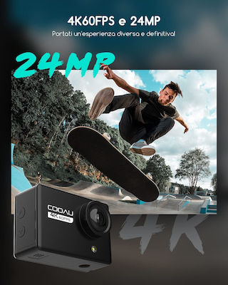 COOAU SPC05S Action Camera 4K Ultra HD Υποβρύχια με WiFi Μαύρη με Οθόνη 2"