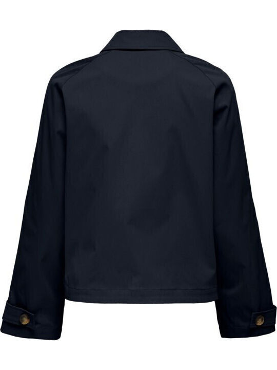 April Women's Navy Blue Coat with Buttons