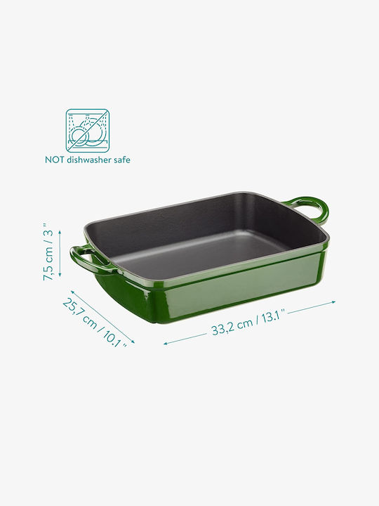 Navaris Casserole Ταψί Ορθογώνιο από Μαντέμι Dark Green 25.7x33.2cm