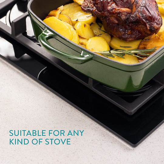 Navaris Cast Iron Casserole Baking Pan Dark Green 25.7x33.2cm