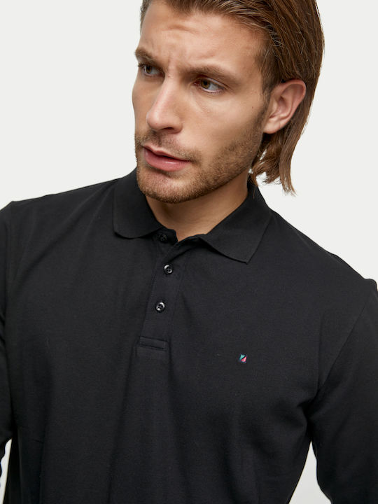 Redgreen Herren Langarmshirt Polo Schwarz