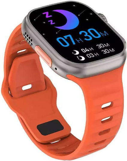 DT NO.1 DT8 Ultra Aluminium 43mm Smartwatch με Παλμογράφο (Πορτοκαλί)