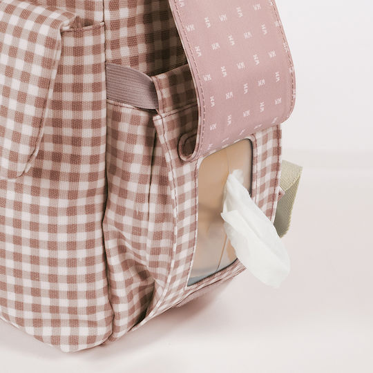 Walking Mum Diaper Bag I Love Vichy Pink 28x12x37cm.
