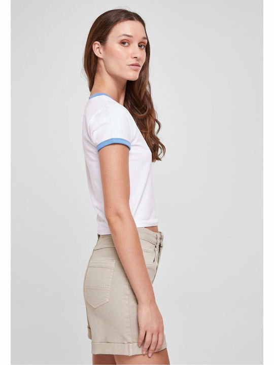 Women's Summer Crop Top Cotton Short Sleeve White