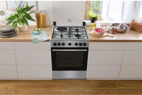 Gorenje Gk 6b41 Xd Готварска печка 71лт с котлони на природен газ и ток Ш60см. Inox