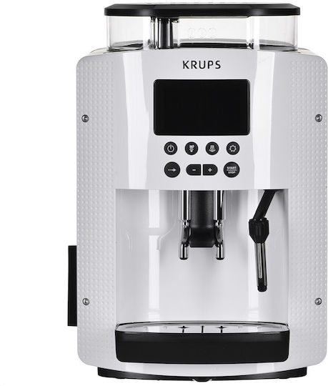 Krups Αυτόματη Μηχανή Espresso 1450W Πίεσης 15bar για Cappuccino με Μύλο Άλεσης Λευκή EA8161