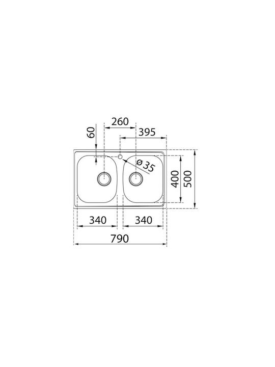 Teka Starbright 80 E-XN 2B Ένθετος Νεροχύτης Inox Σατινέ Μ79xΠ50cm Ασημί