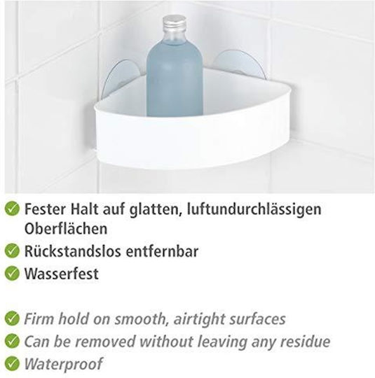 Wenko Osimo Plastic Sponge Holder Wall Mounted with Suction Cup White