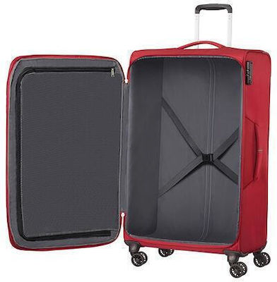 American Tourister Crosstrack Large Travel Suitcase Fabric Red with 4 Wheels Height 79cm