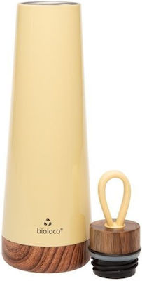 Chic Mic Bioloco Loop Bottle Thermos Stainless Steel BPA Free Yellow 500ml with Loop BEL116