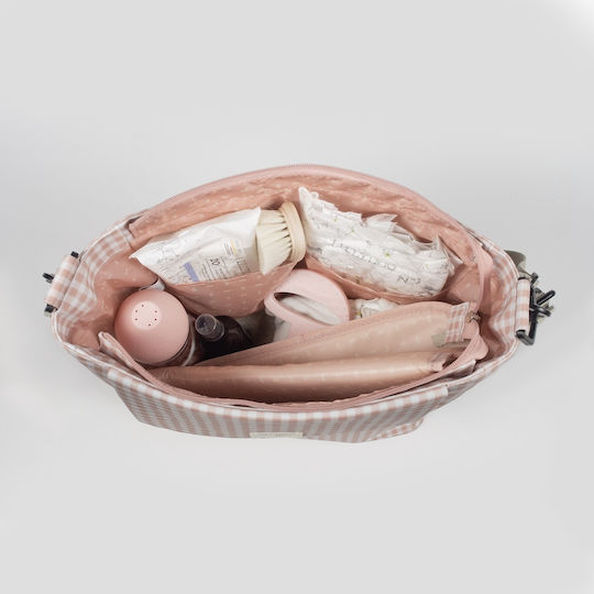 Walking Mum Shoulder/Hand Diaper Bag I Love Vichy Pink 41x12x34cm.