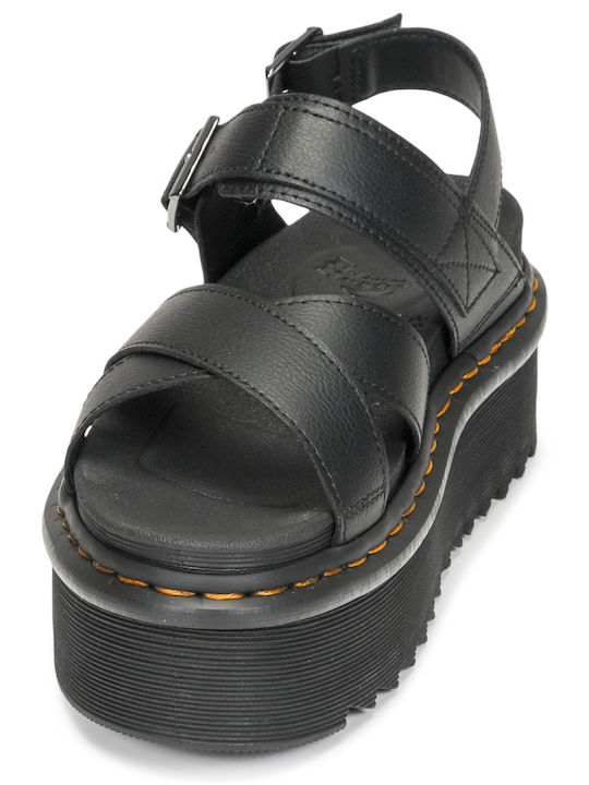 Voss II Women's Flat Sandals with Strap Flatforms in Black Color