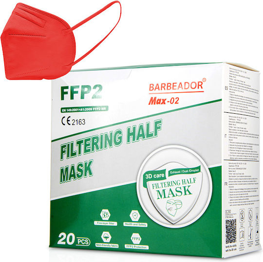 Max Barbeador Max-02 Filtering Half Mask FFP2 Protective Mask FFP2 Burgundy 100pcs