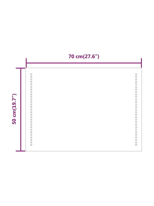 vidaXL Rechteckiger Badezimmerspiegel LED 70x50cm Durchsichtig