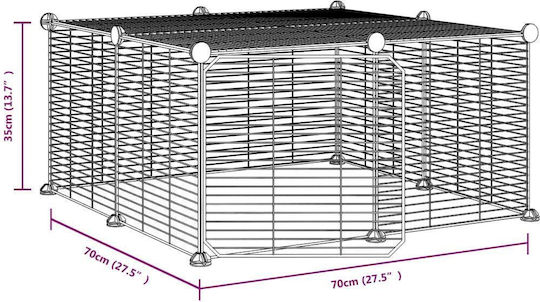 vidaXL Rodent Cage Pet Cage with 12 Panels + Black Door 70x70x35cm
